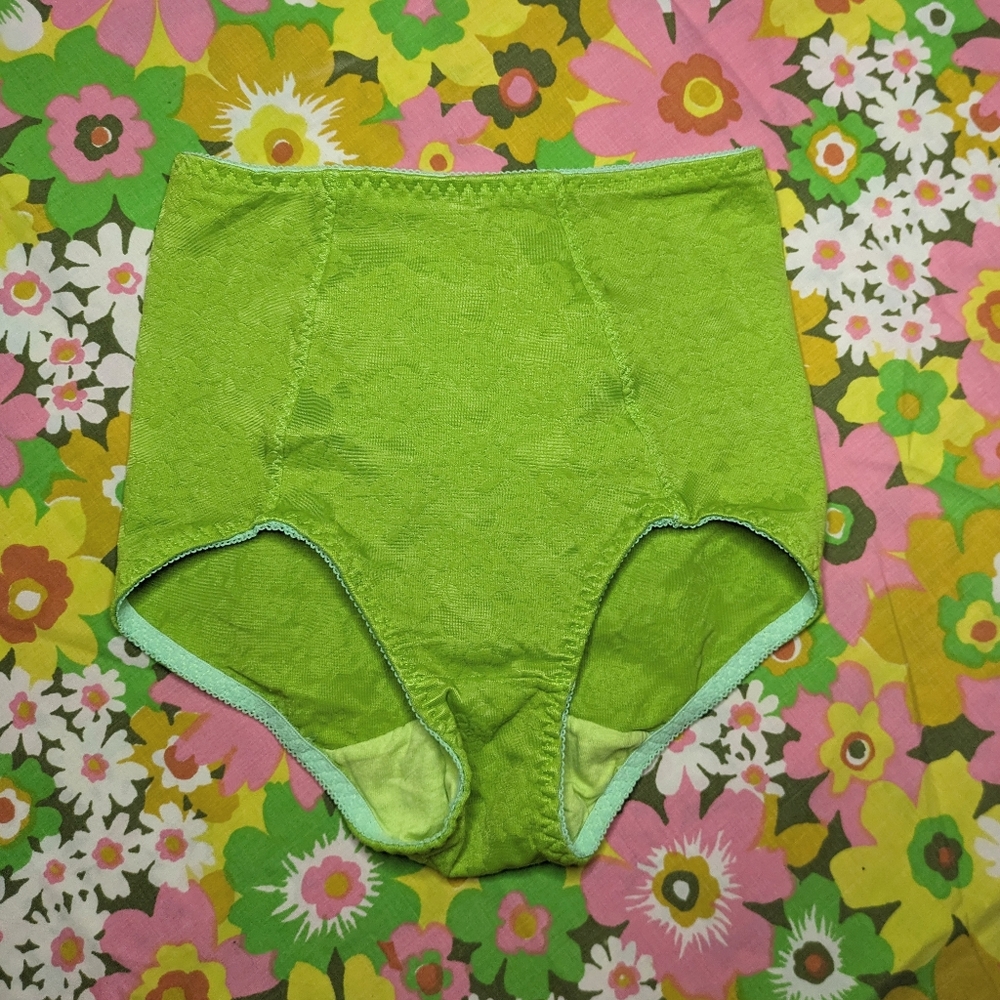 Vintage Hand Dyed Lime Green Vintage High Waist Panties